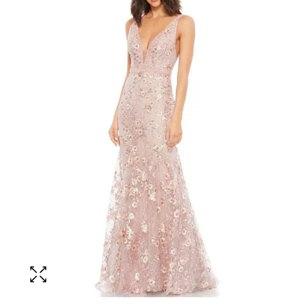 Embellished Pink Plunge Maxi Gown for Weddings